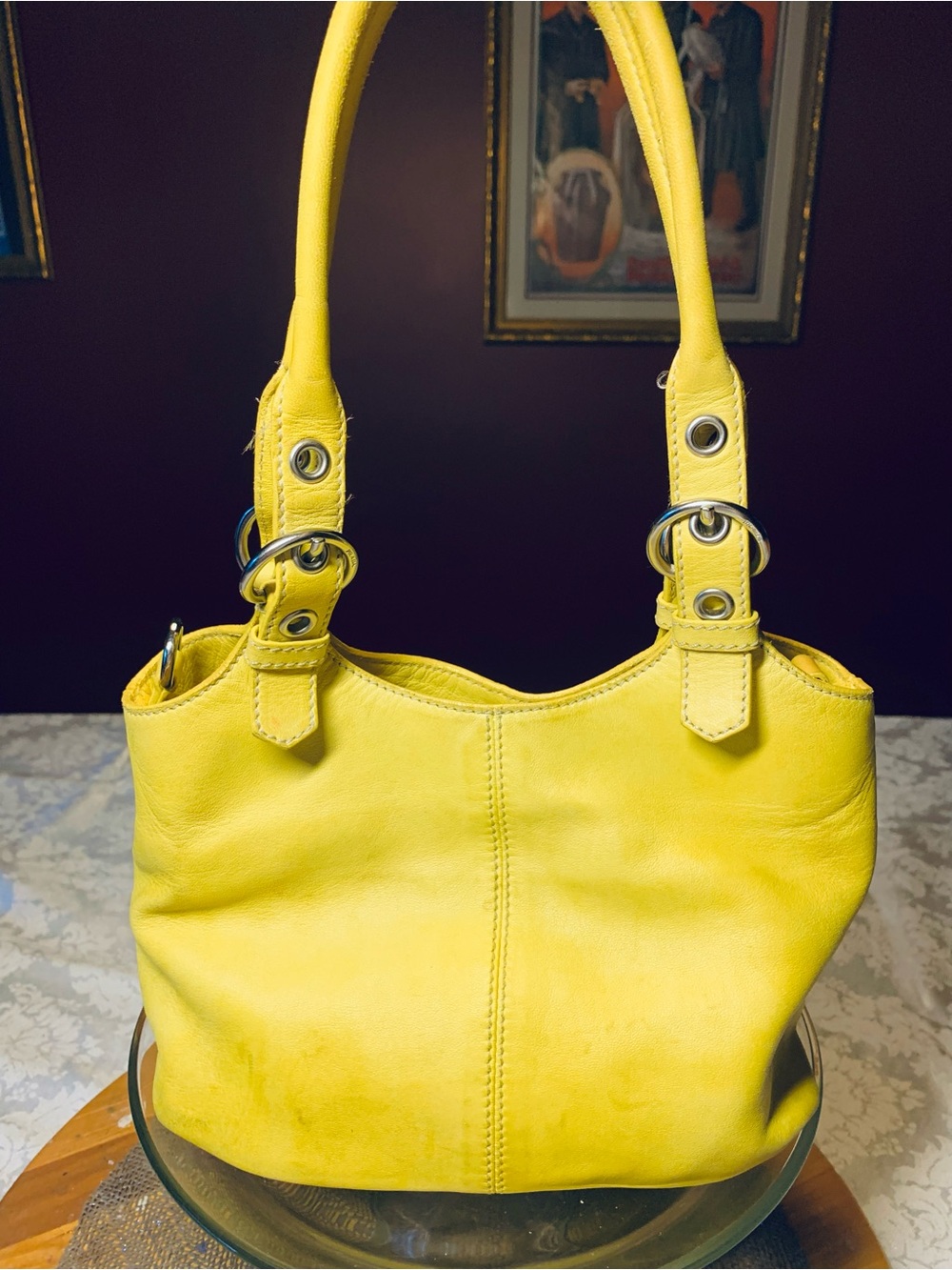 Prada Yellow Soft Leather Adjustable Shoulder Handbag Legitgrails COA paperwork. - Picture 3 of 11